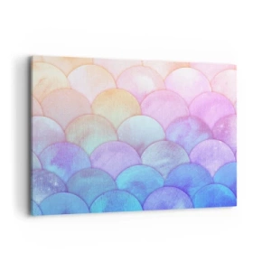 Obraz na płótnie - Abstrakcyjne łuski w pastelowych odcieniach - 100x70cm - Perłowa łuska - Nowoczesna dekoracja ścienna do salonu, kuchni i sypialni ARTTOR
