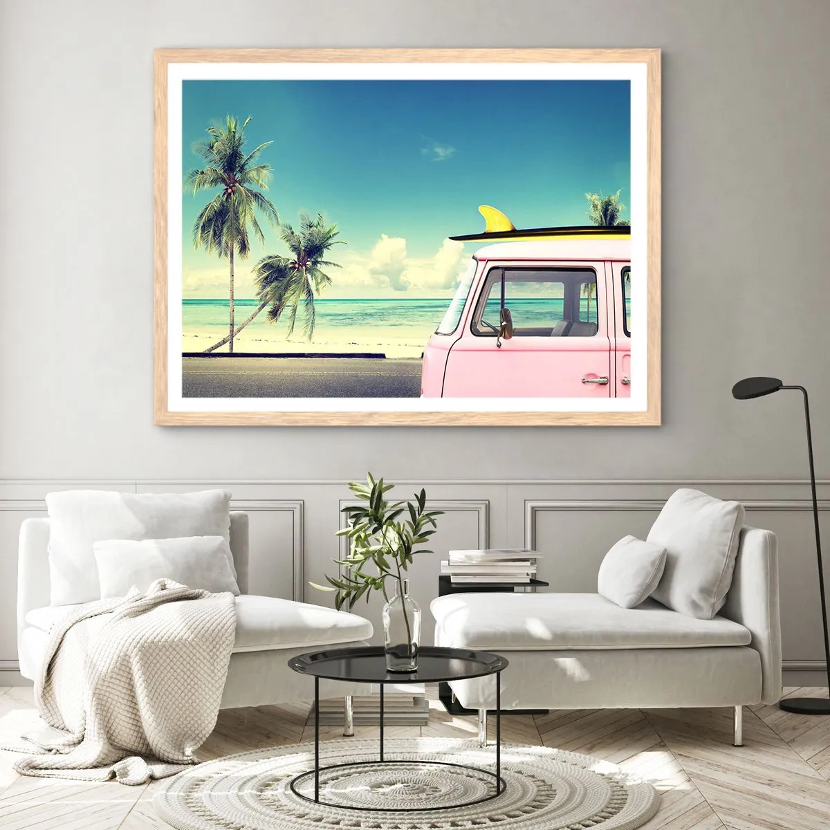 Plakat w ramie jasny dąb - Wakacje czas zacząć - 40x30 cm