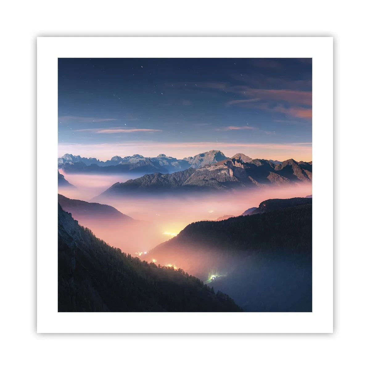 Plakat - Światło w dolinach - 50x50 cm