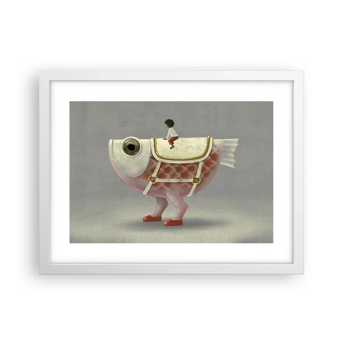Plakat w białej ramie - Ryboński jeździec - 40x30 cm