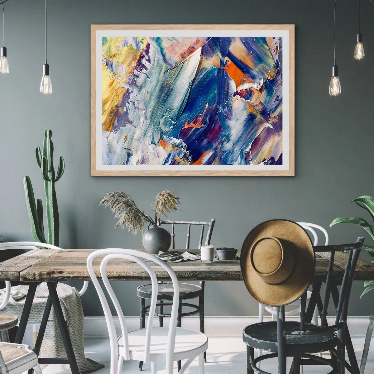 Plakat w ramie jasny dąb - Zamęt koloru - 40x30 cm