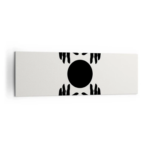 Obraz na płótnie - Czarne dłonie w symetrycznej kompozycji z kulą - 160x50cm - Tajemny znak - Nowoczesna dekoracja ścienna do salonu i sypialni ARTTOR