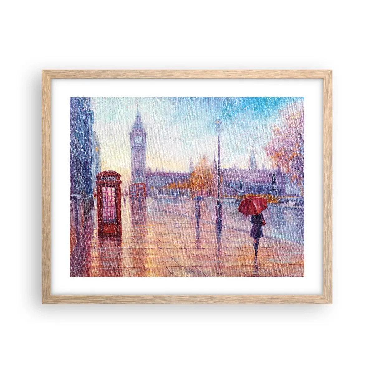 Plakat w ramie jasny dąb - Londyński jesienny dzień - 50x40 cm