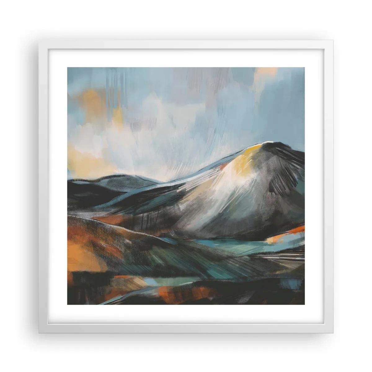 Plakat w białej ramie - Surowe i piękne - 50x50 cm