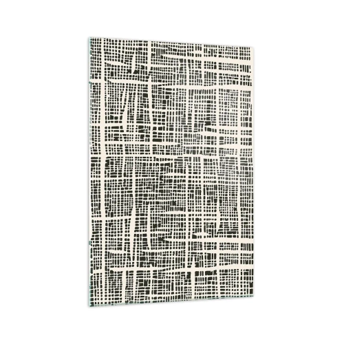 Obraz na szkle - Geometryczny wzór przypominający siatkę na jasnym tle - 70x100cm - Kompozycja utkana - Nowoczesna dekoracja ścienna do salonu i sypialni ARTTOR