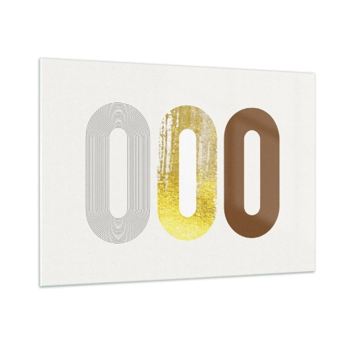 Obraz na szkle - Nowoczesna grafika geometryczna w złocie i brązie - 100x70cm - Ooo! - Nowoczesna dekoracja ścienna do salonu, kuchni i sypialni ARTTOR