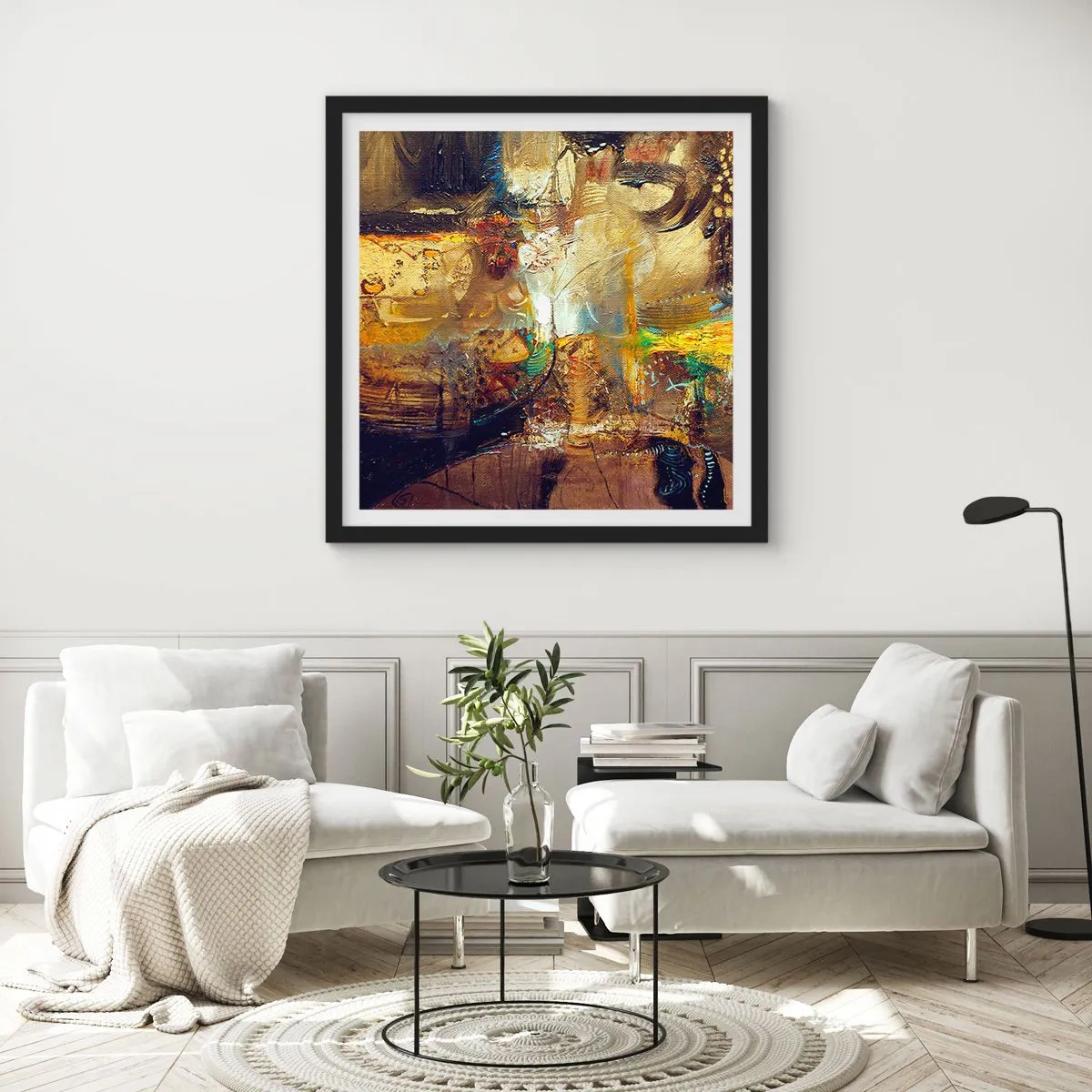 Plakat w czarnej ramie - Zimno, cieplej, gorąco - 40x40 cm