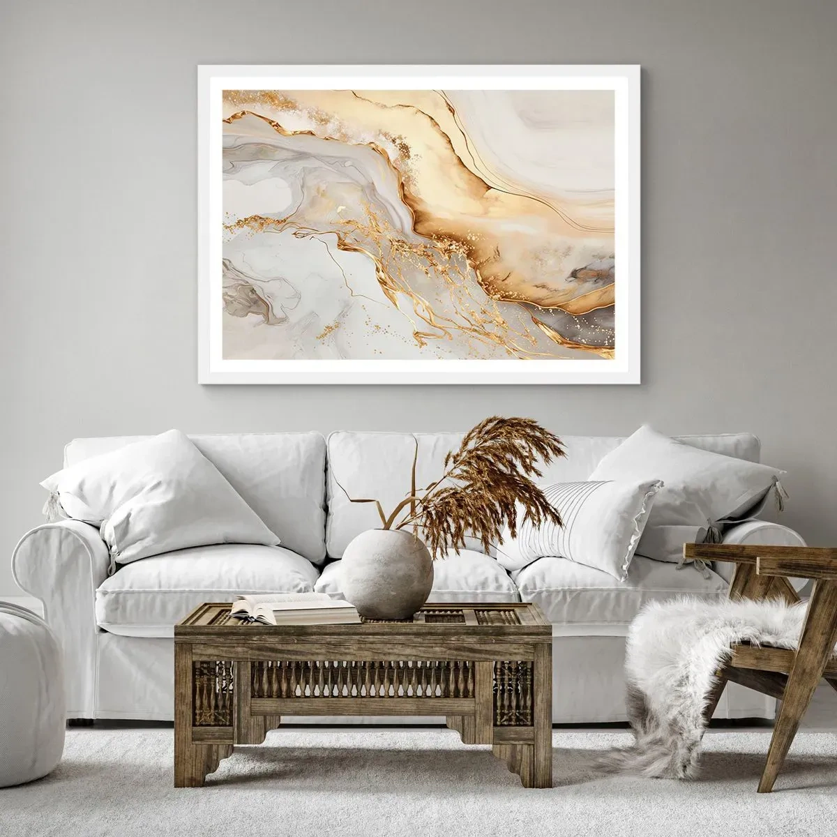 Plakat w białej ramie - Abstrakcja: piękno i dobro - 91x61 cm