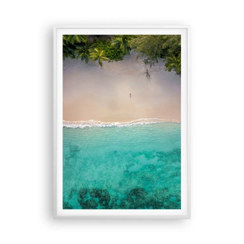 Plakat w białej ramie - Rajska plaża - 70x100 cm