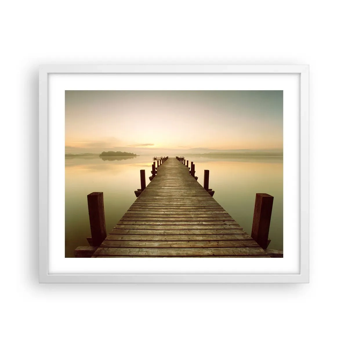 Plakat w białej ramie - Przedświt, świtanie, światło - 50x40 cm