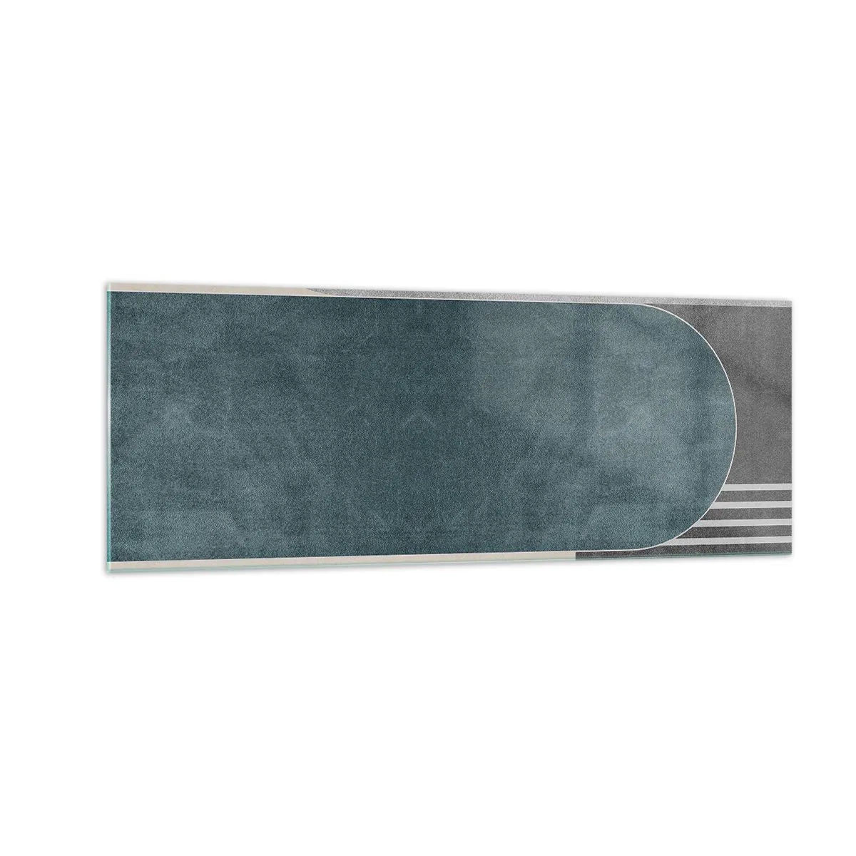 Obraz na szkle - Geometryczna abstrakcja w odcieniach szarości i zieleni - 140x50cm - Kompozycja na poziomie - Nowoczesna dekoracja ścienna do salonu i sypialni ARTTOR