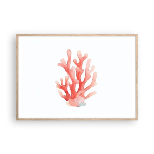Plakat w ramie jasny dąb - Koral koloru koralowego - 100x70 cm
