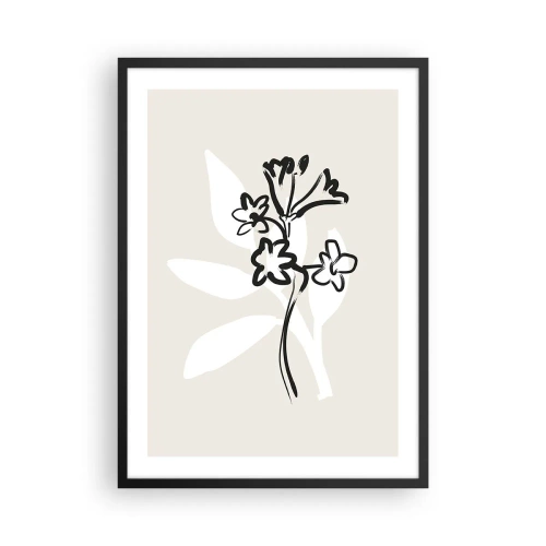 Plakat w czarnej ramie - Minimalistyczny rysunek kwiatów - 50x70cm - Szkic do zielnika - Nowoczesna dekoracja ścienna do salonu i sypialni ARTTOR