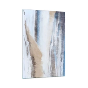 Obraz na szkle - Abstrakcyjny krajobraz zimowy w odcieniach bieli i błękitu - 80x120cm - Zimowa kompozycja - Nowoczesna dekoracja ścienna do salonu i sypialni ARTTOR