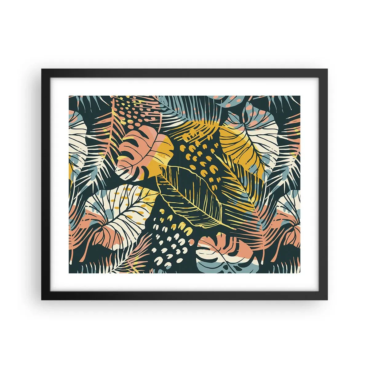 Plakat w czarnej ramie - Liściasta fantazja - 50x40 cm