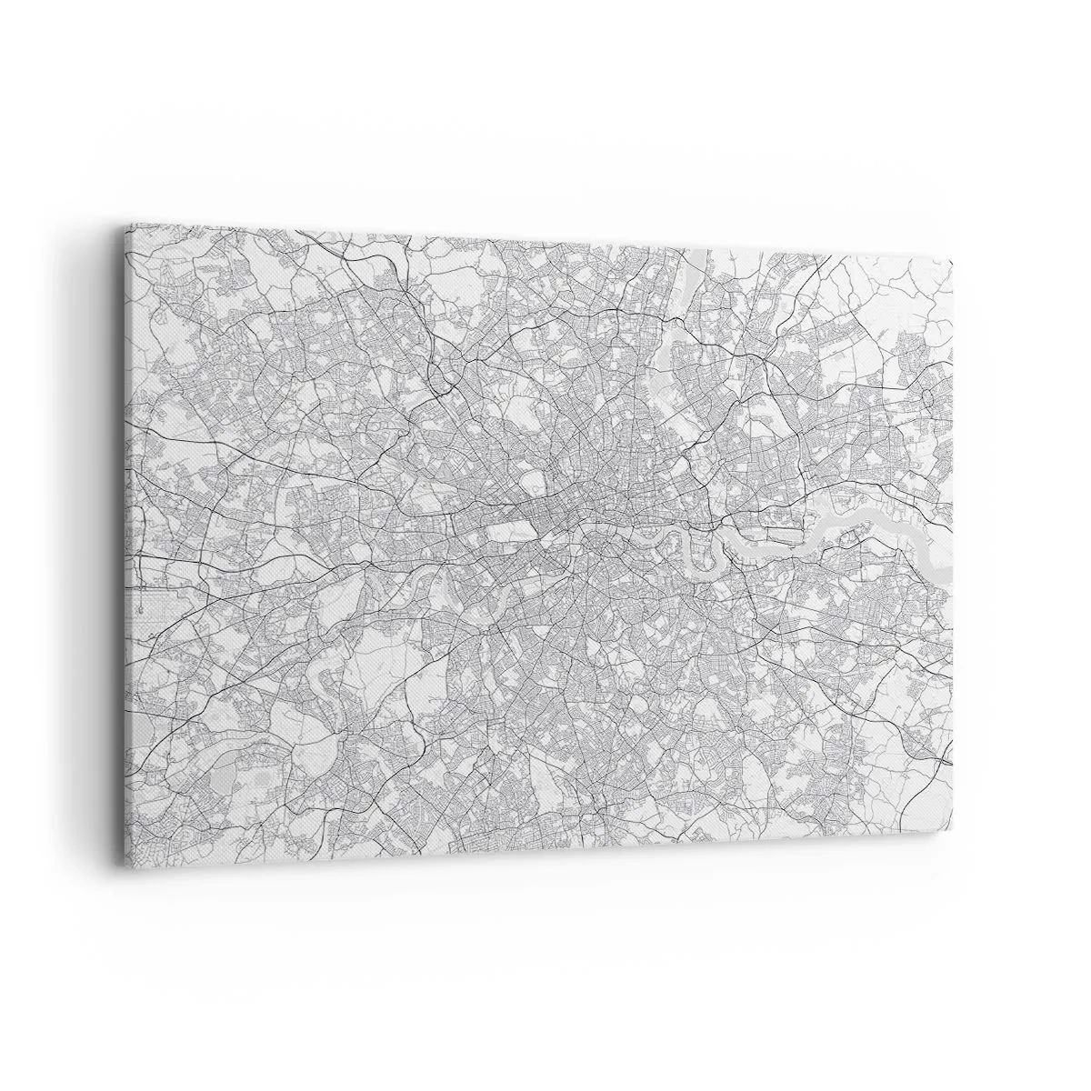 Obraz na płótnie - Minimalistyczna mapa miasta w odcieniach szarości - 100x70cm - Mapa londyńskiego labiryntu - Nowoczesna dekoracja ścienna do salonu, kuchni i sypialni ARTTOR