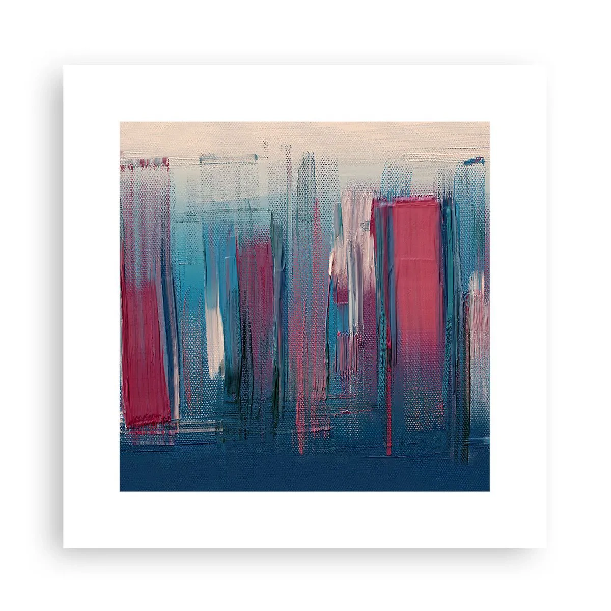 Plakat - Kompozycja wertykalna w błękicie i czerwieni - 30x30 cm