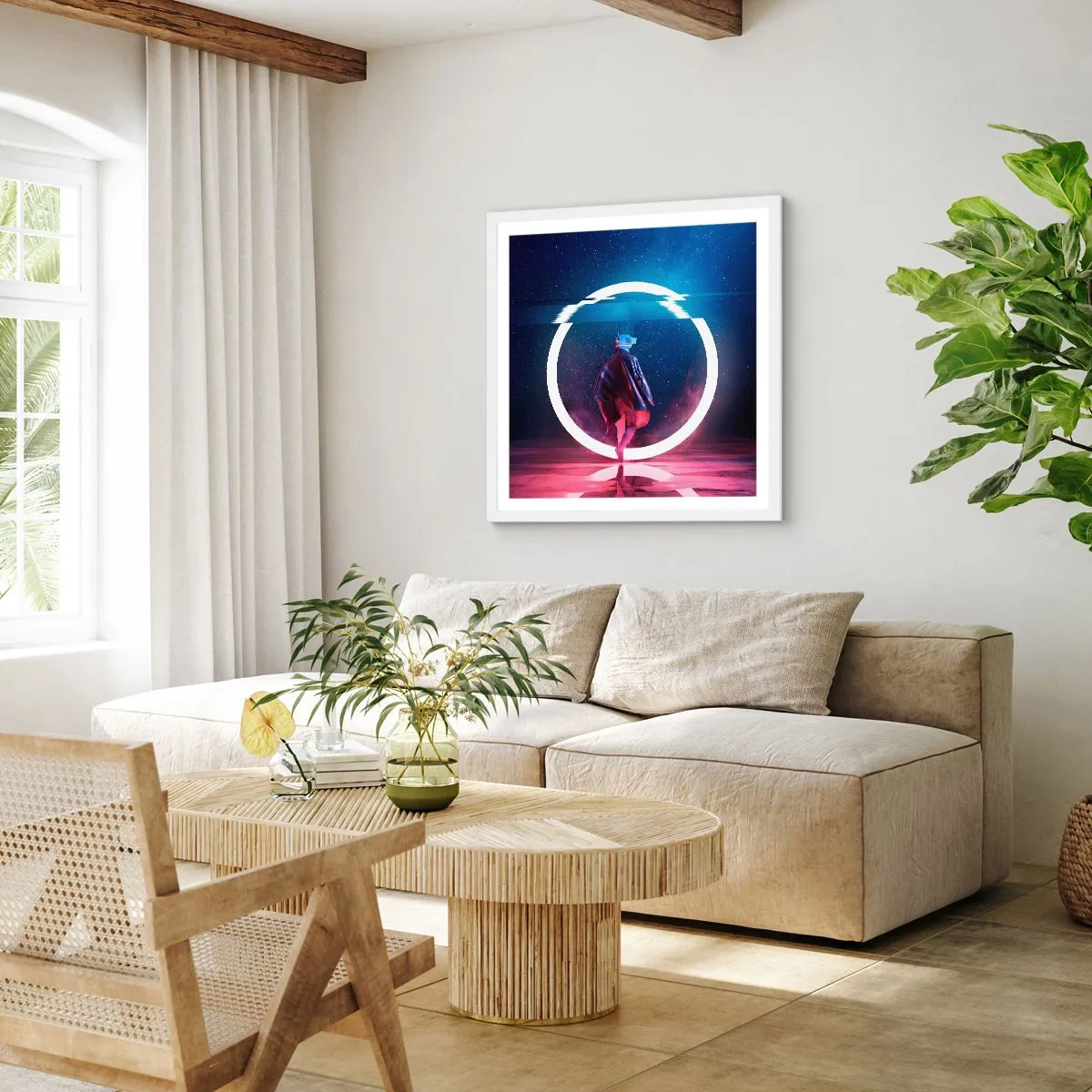 Plakat w białej ramie - Między światami - 40x40 cm