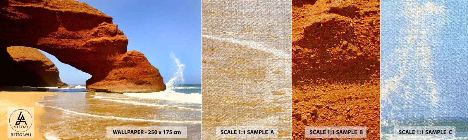 Fototapeta Próbka Premium Canvas - Woda i wiatr przez tysiące lat - Krajobraz, Maroko, Ocean - 100x30 cm