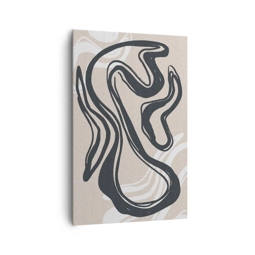 Obraz na płótnie - Abstrakcyjne linie w ciemnych odcieniach na beżowym tle - 80x120cm - Ekspresja zwielokrotniona - Nowoczesna dekoracja ścienna do salonu i sypialni ARTTOR