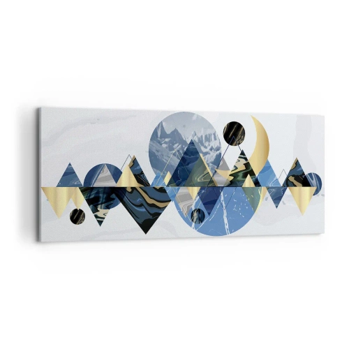 Obraz na płótnie - Abstrakcyjne geometryczne wzory z motywem gór - 120x50cm - Pejzaż geometryczny - Nowoczesna dekoracja ścienna do salonu i sypialni ARTTOR
