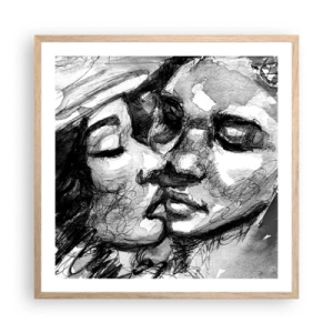 Plakat w ramie jasny dąb - Czuła chwila - 60x60 cm