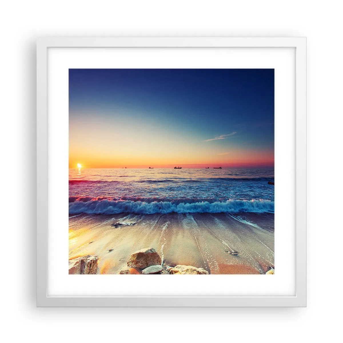 Plakat w białej ramie - A co za horyzontem? - 40x40 cm