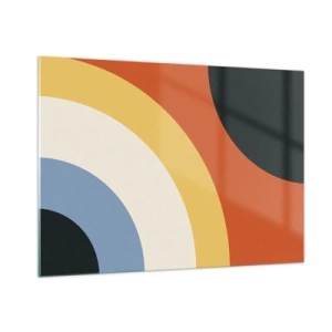 Obraz na szkle - Abstrakcyjne kolorowe łuki na szklanym tle - 100x70cm - Ku sobie - Nowoczesna dekoracja ścienna do salonu, kuchni i sypialni ARTTOR