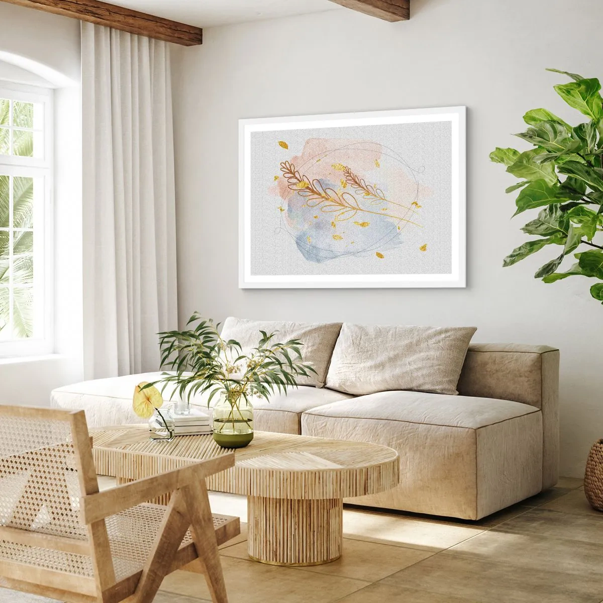 Plakat w białej ramie - Złoty podmuch - 50x40 cm