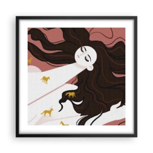 Plakat w czarnej ramie - Sen o złotym koniu - 50x50 cm