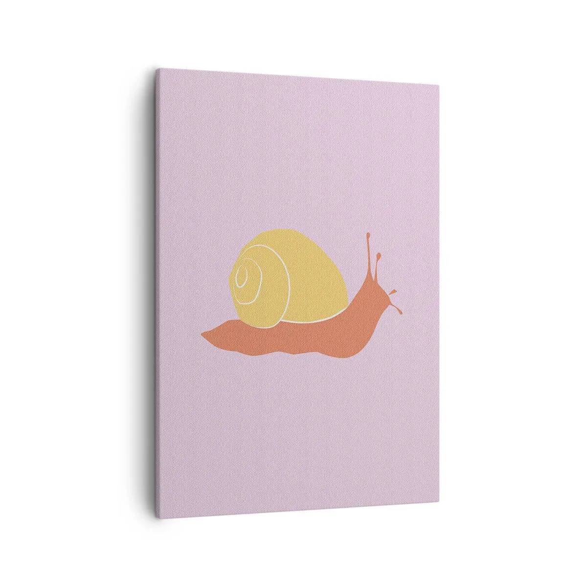 Obraz na płótnie - Minimalistyczna ilustracja ślimaka na pastelowym tle - 50x70cm - Nie ma pośpiechu - Nowoczesna dekoracja ścienna do salonu, kuchni i sypialni ARTTOR