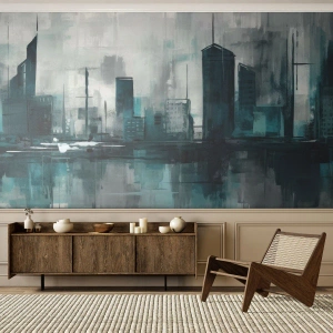 Fototapeta Premium Canvas - Miasto w kolorze deszczu - Miasto, Architektura, Sztuka - 400x280 cm