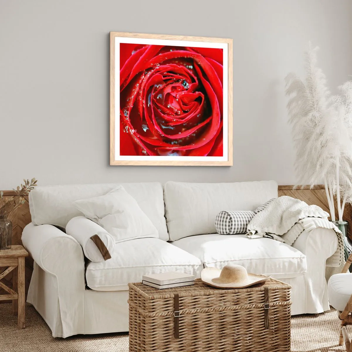 Plakat w ramie jasny dąb - W kroplach rosy - 40x40 cm