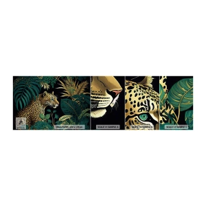 Fototapeta Próbka Samoprzylepna Deluxe Sticker - Gospodarz w dżungli - Lampart, Dżungla, Tropikalny - 100x30 cm