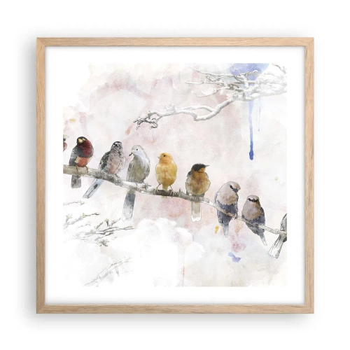 Plakat w ramie jasny dąb - Skrzydlate spotkanie - 50x50 cm