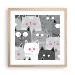 Plakat w ramie jasny dąb - Koci świat - 40x40 cm