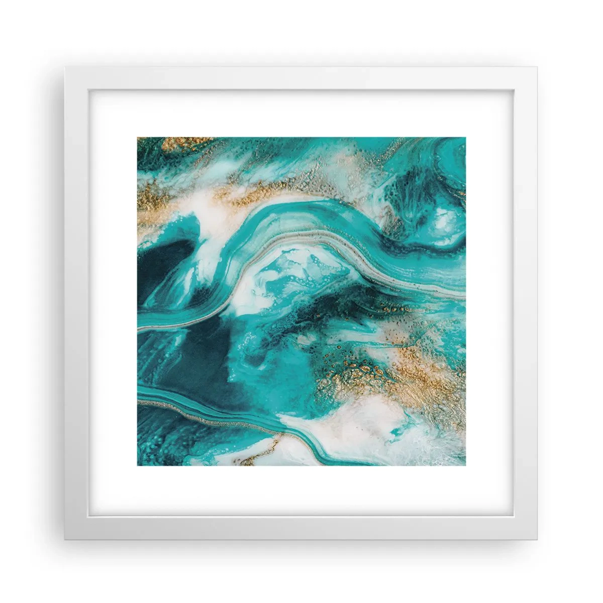 Plakat w białej ramie - Rzeka złota - 30x30 cm