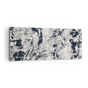 Obraz na płótnie - Abstrakcyjna kompozycja w czerni i bieli z dynamicznym układem - 120x50cm - Przenikanie przeciwieństw - Nowoczesna dekoracja ścienna do salonu i sypialni ARTTOR