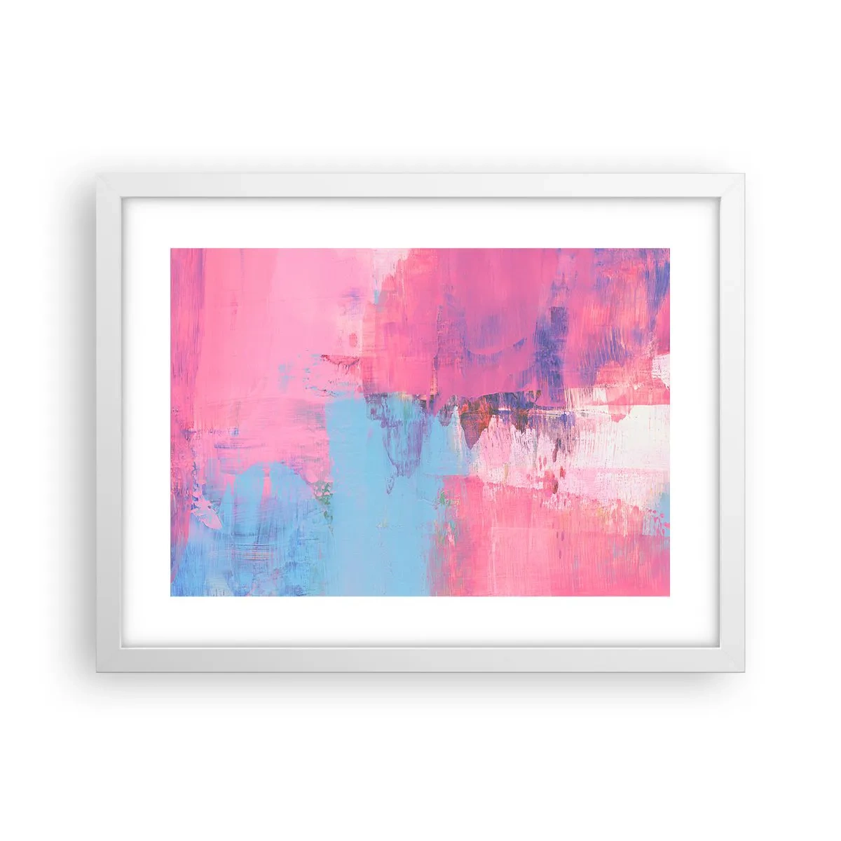 Plakat w białej ramie - Róż, błękit i szczypta światła - 40x30 cm