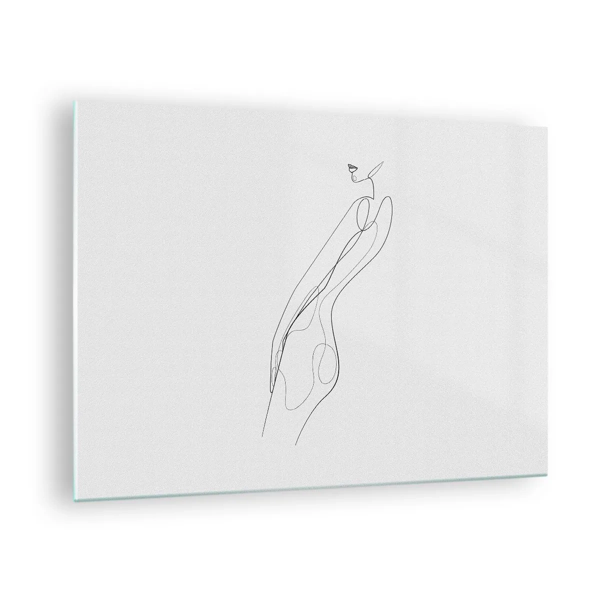 Obraz na szkle - Minimalistyczna kreska przedstawiająca kobiecą sylwetkę - 70x50cm - Zaledwie obietnica - Nowoczesna dekoracja ścienna do salonu i sypialni ARTTOR