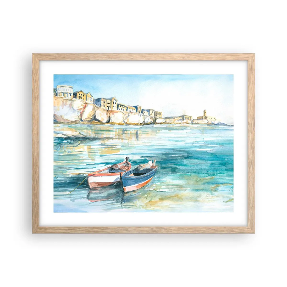 Plakat w ramie jasny dąb - Pejzaż w lazurze - 50x40 cm