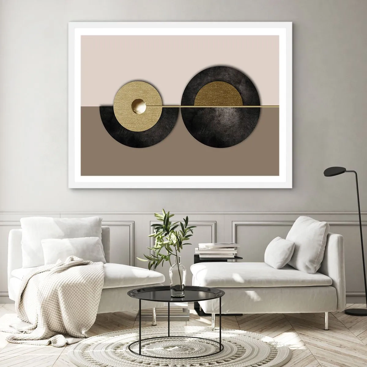 Plakat w białej ramie - Wariacje wokół koła - 50x40 cm