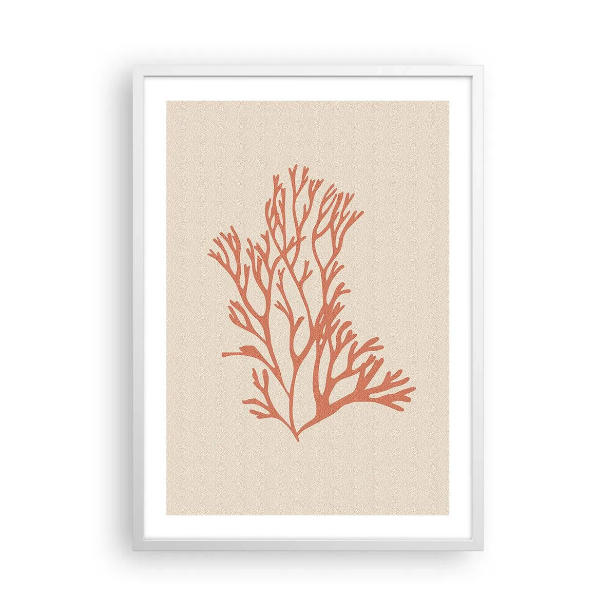 Plakat w białej ramie - Koralowy filigran - 50x70 cm