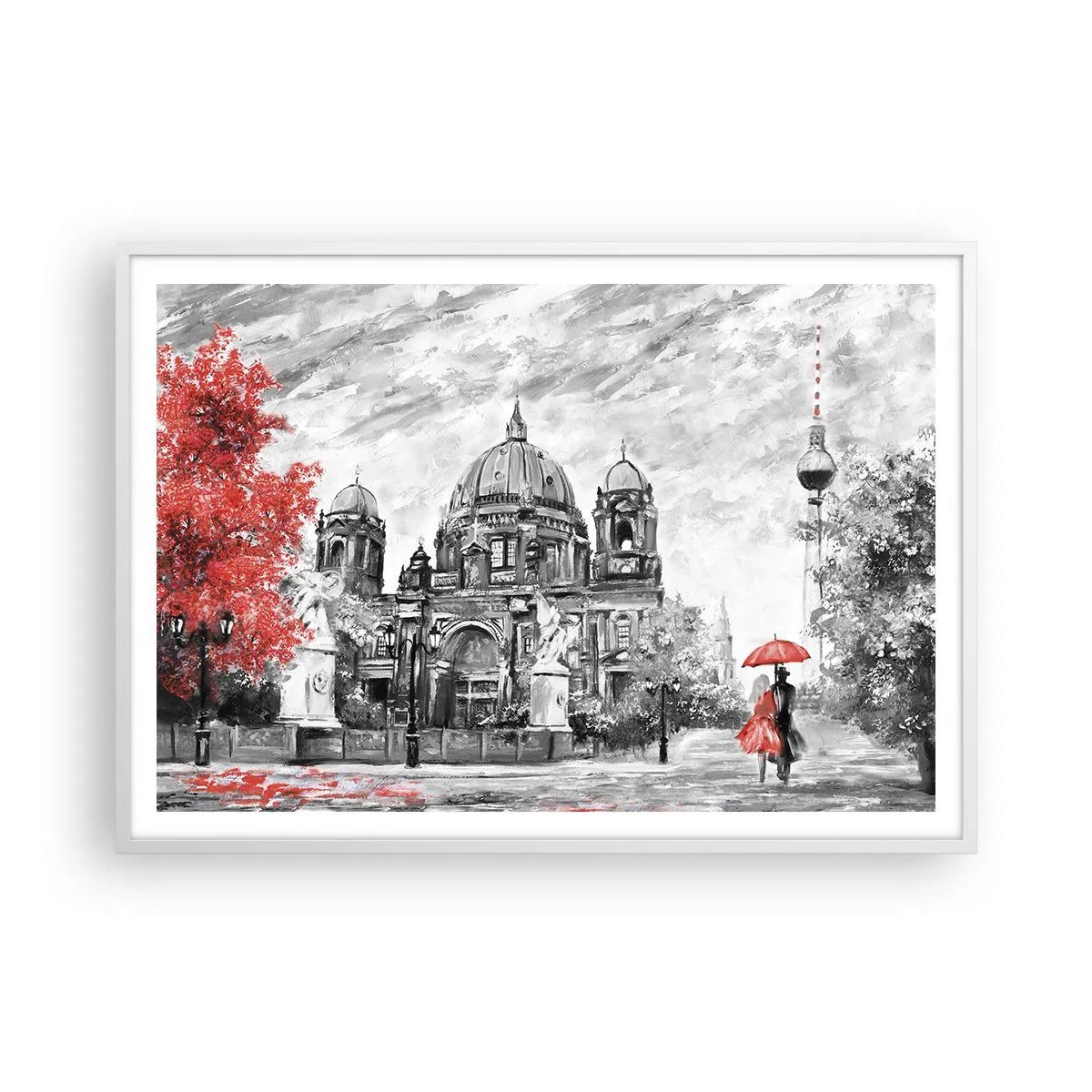 Plakat w białej ramie - Berlińskie spotkanie - 100x70 cm