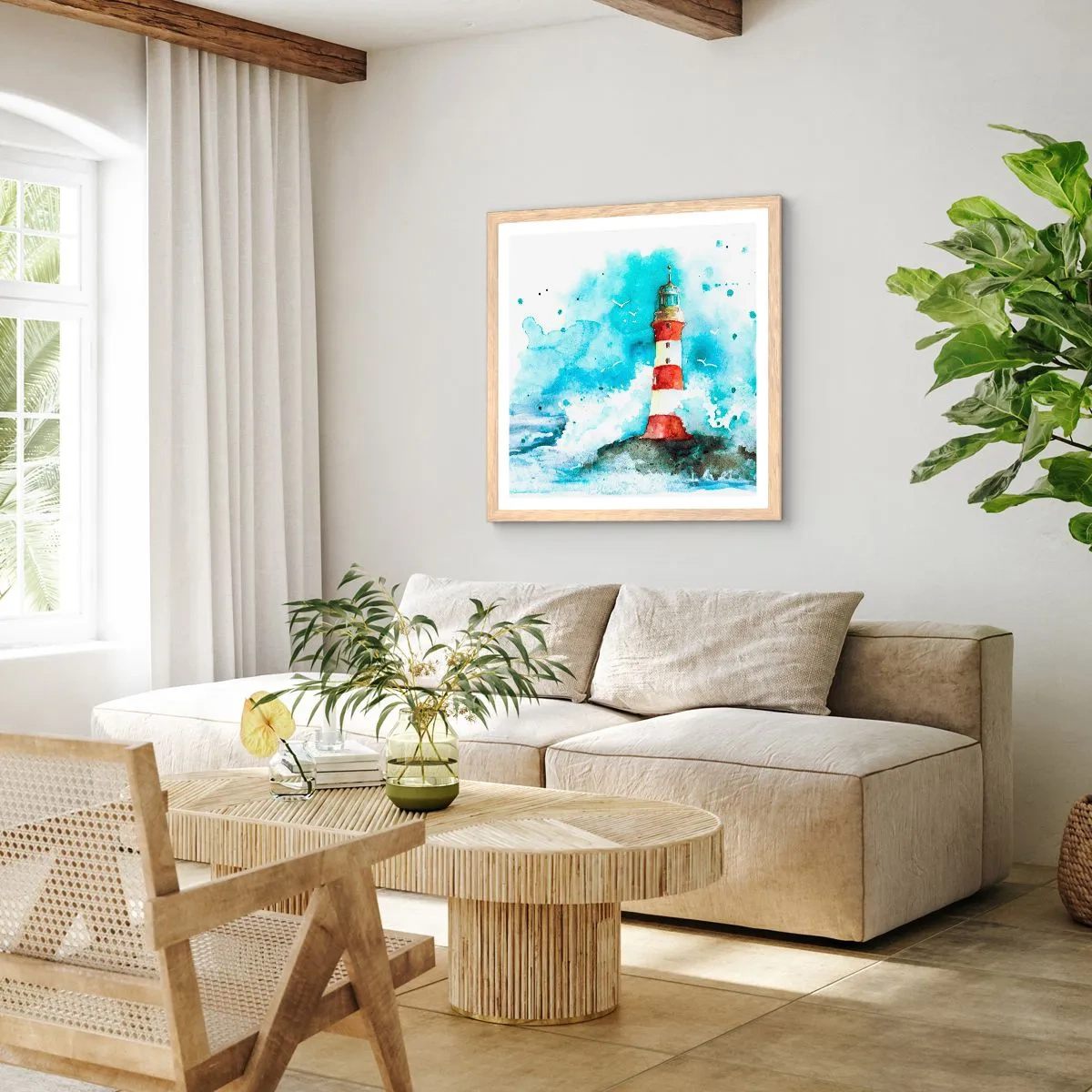 Plakat w ramie jasny dąb - Jedność żywiołów - 50x50 cm