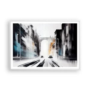 Plakat w białej ramie - Studium miasta: architektura i ruch - 100x70 cm