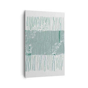 Obraz na płótnie - Geometryczny wzór w odcieniach morskiej zieleni i bieli - 80x120cm - Abstrakcja morska - Nowoczesna dekoracja ścienna do salonu i sypialni ARTTOR