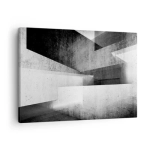 Obraz na płótnie - Geometryczne kształty w monochromatycznej kompozycji - 70x50cm - Struktura przestrzeni - Nowoczesna dekoracja ścienna do salonu i sypialni ARTTOR