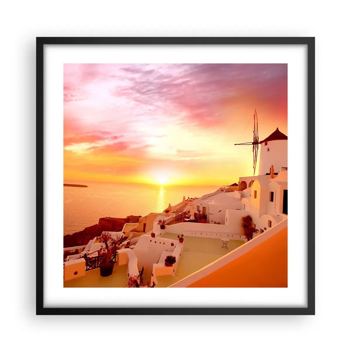 Plakat w czarnej ramie - Rozpłynąć się w bieli i złocie - 50x50 cm