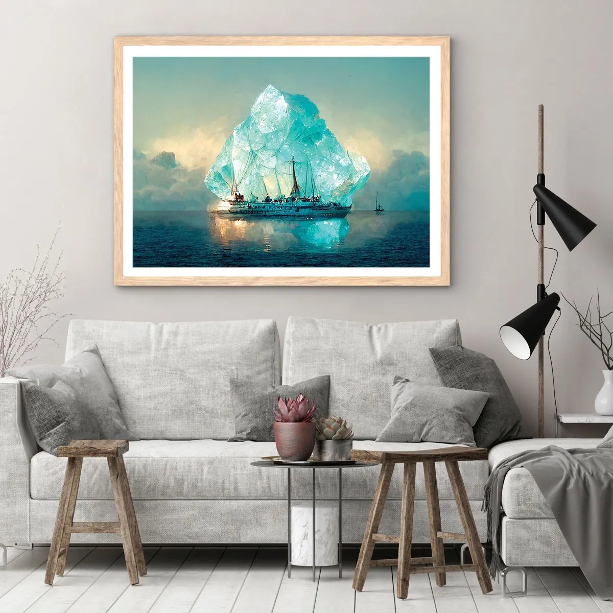 Plakat w ramie jasny dąb - Arktyczny brylant - 100x70 cm